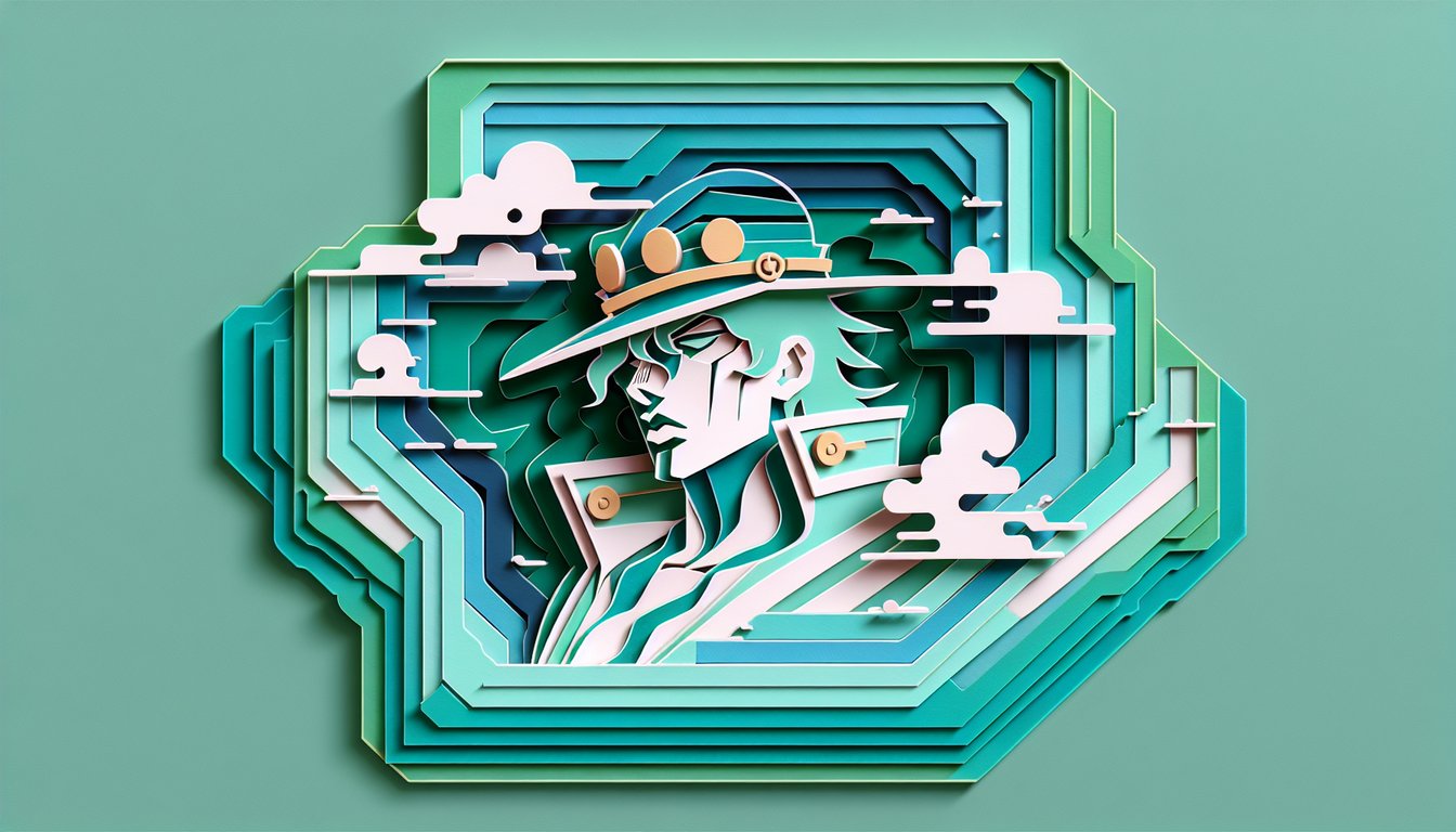 Paper art illustration for JoJo Stand Generator quiz on teal background