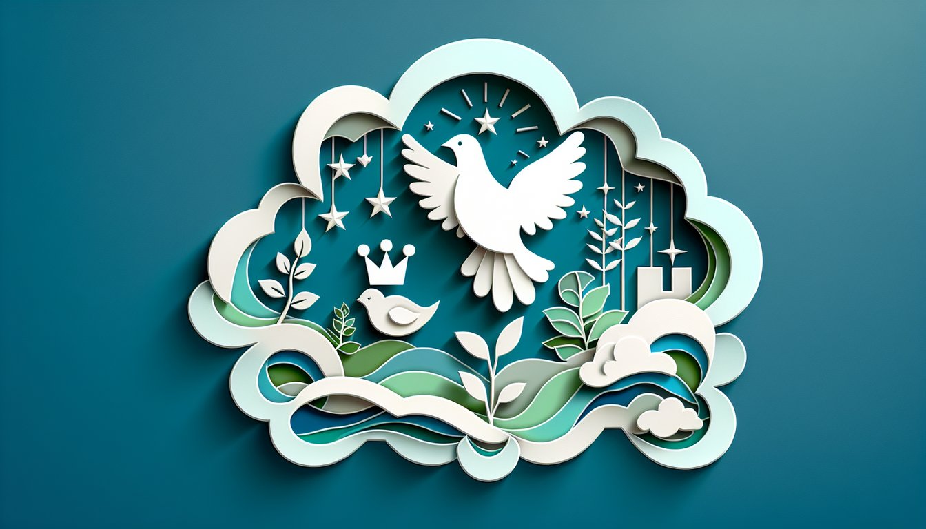 Paper art family silhouettes and symbols on teal background suggesting quiz on family roles peacemaker, leader, dreamer