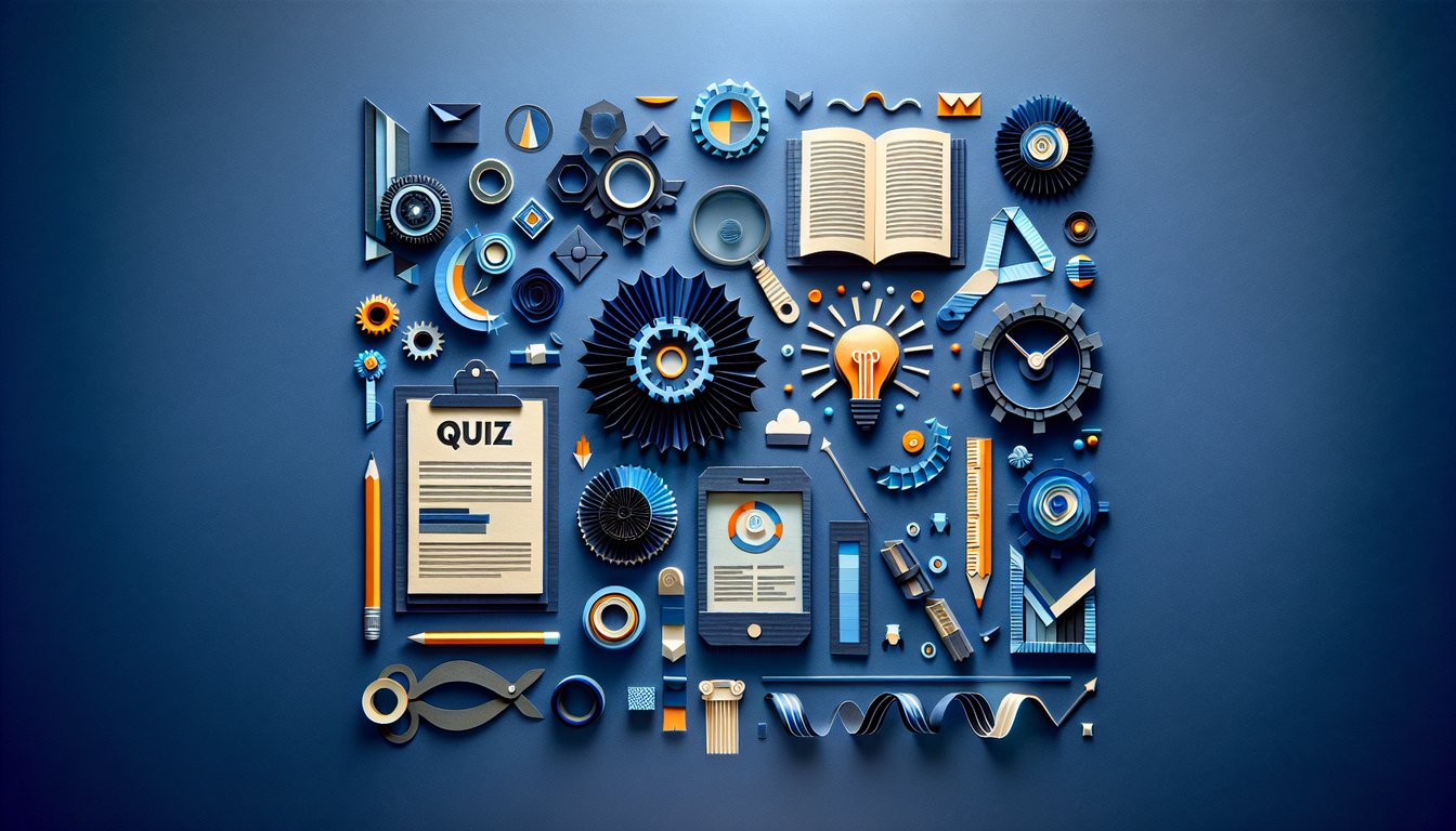 Colorful paper art depicting elements related to Wikipedia Notability Eligibility Quiz