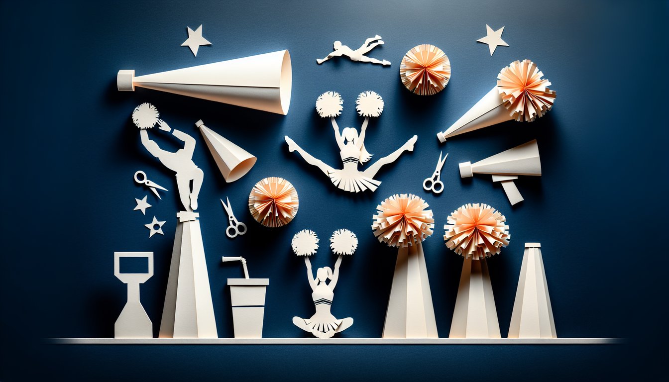 Colorful paper art depicting cheerleading quiz concept