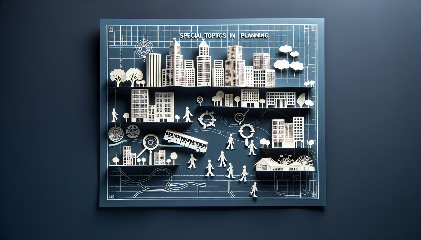 3D voxel art illustrating the Special Topics in Planning course content