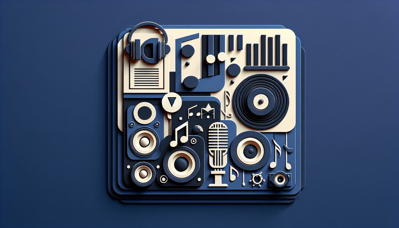 paper art illustration of headphones music notes and quiz heading challenge yourself jonas brothers songs on dark blue