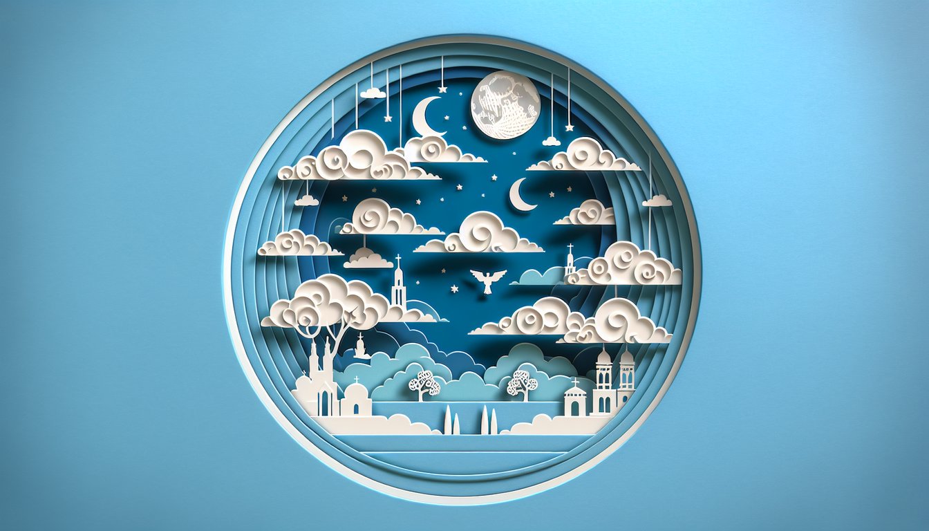 Paper art illustration for quiz on The Things They Carried Night Life and Lives of the Dead on sky blue background