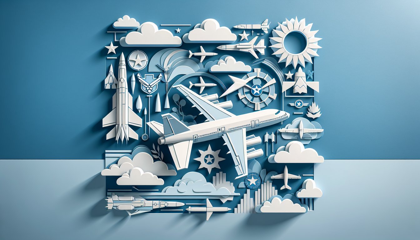 Paper art of Air Force helmet clipboard checklist pencil on sky blue background for a PERSCO skills quiz