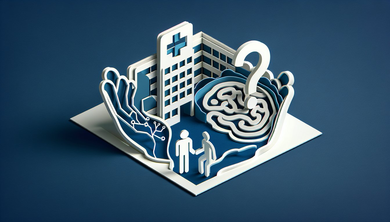 Paper art illustration for a mental health awareness quiz on a dark blue background