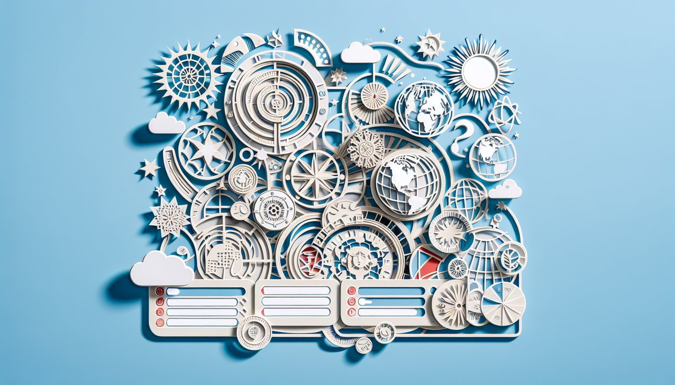 Paper art illustration for personality quiz to discover your cultural match on sky blue background
