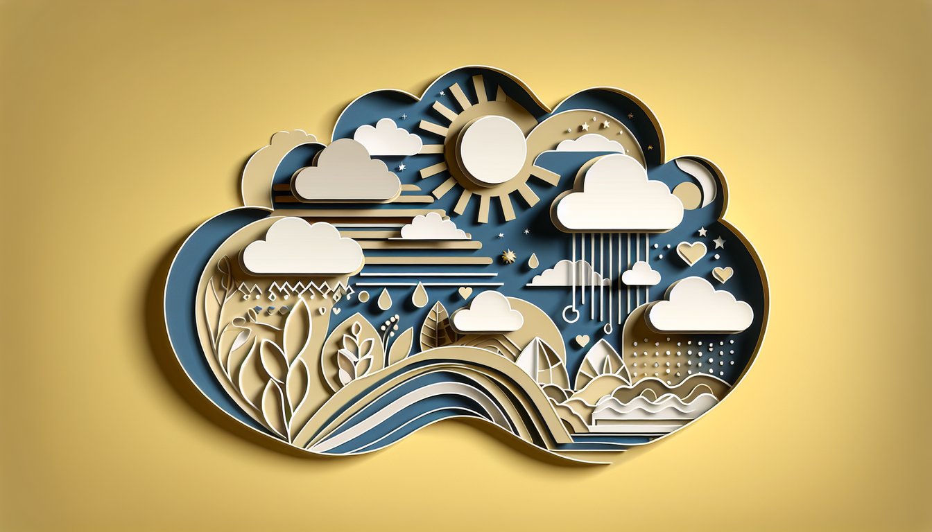 Paper art illustration for Why Am I Sad Quiz on a golden yellow background
