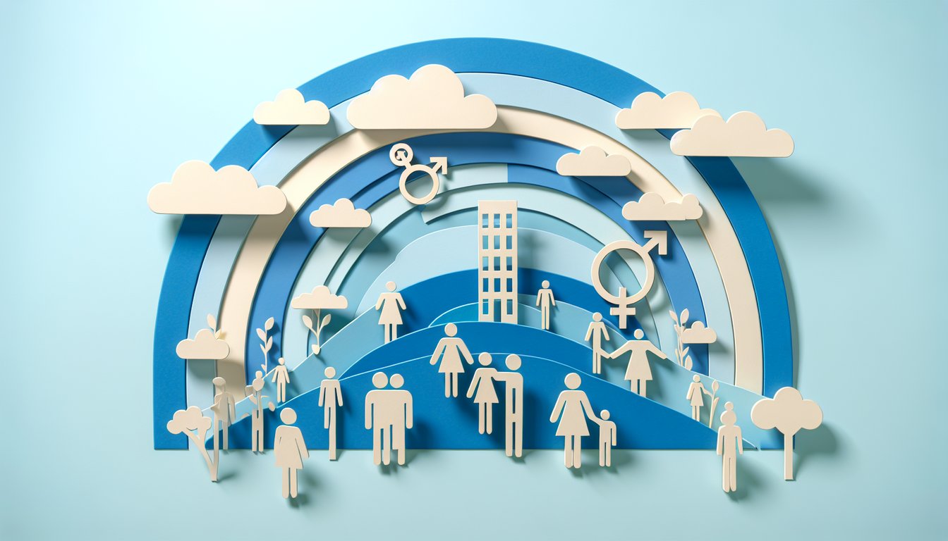 Colorful paper art illustration promoting a free transgender identification quiz