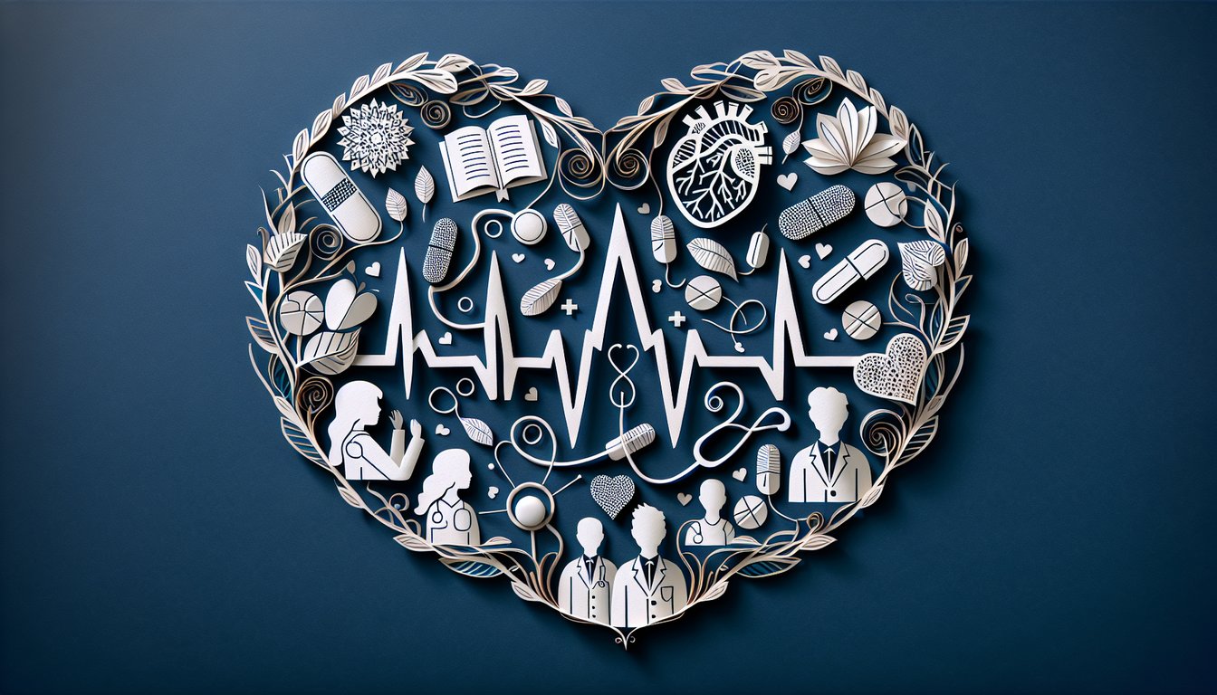Paper art promoting ECG Essentials Quiz for nursing and medical students.