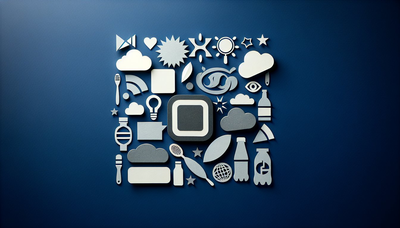 Colorful paper art displaying various brand logos for a recognition quiz.