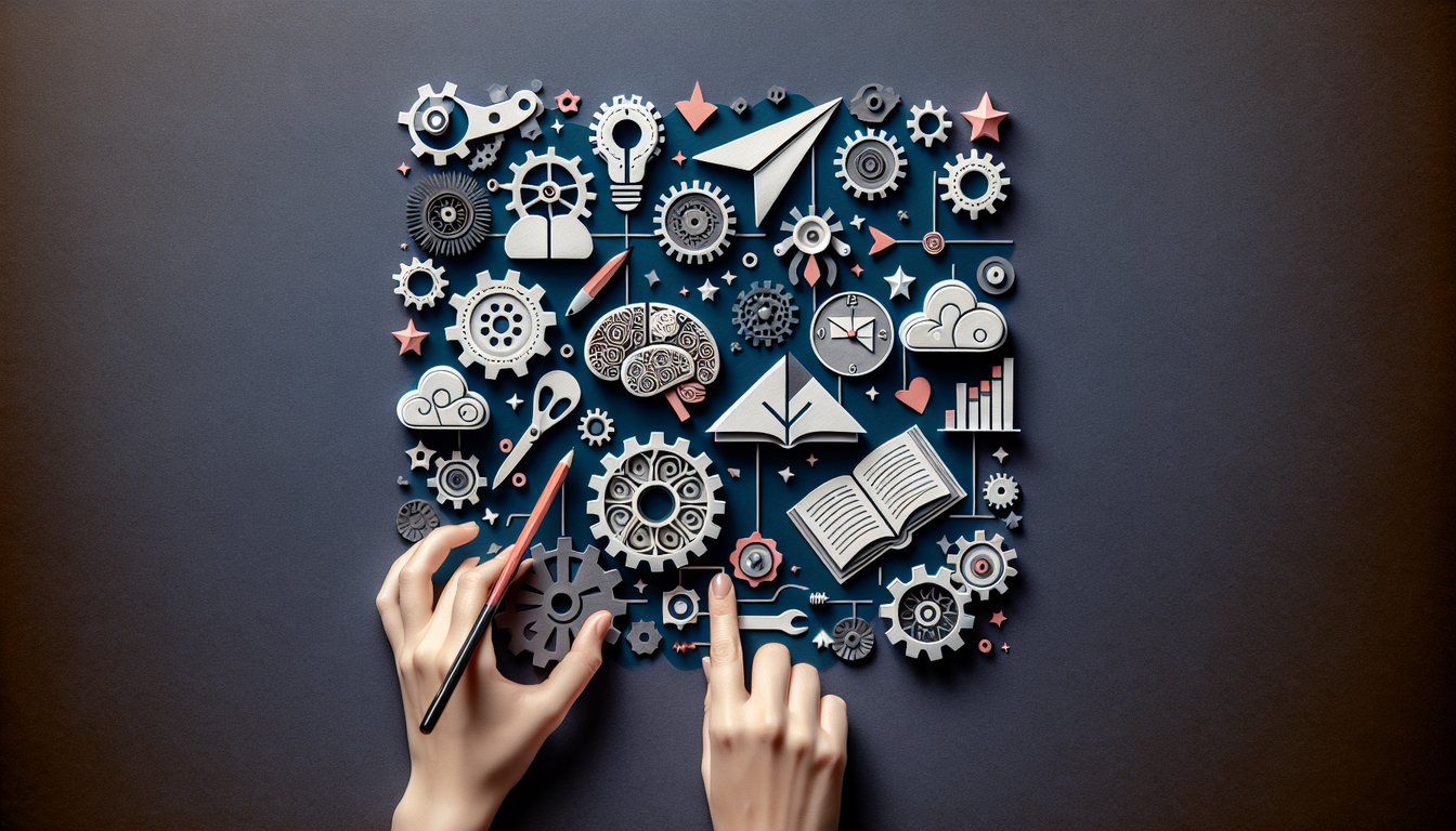 Colorful paper art displaying questions for PACE Model Knowledge Assessment quiz