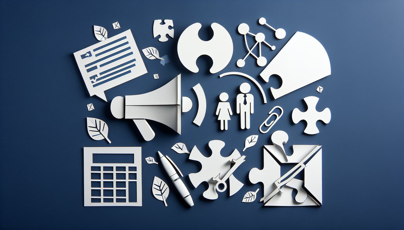 3D voxel art showcasing key aspects of the Marketing Communications course