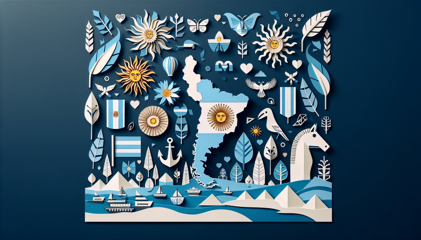 Colorful paper art depicting Argentina and Uruguay trivia quiz theme.