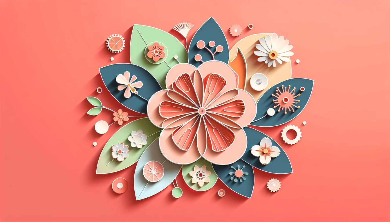 Paper art flowers leaves coral background quiz heading test flower trivia parts functions challenge