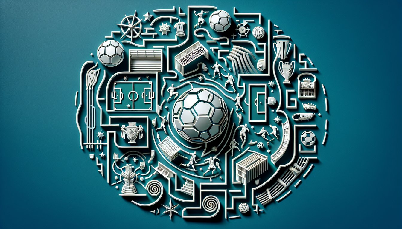 Paper art illustration for Impossible Football Quiz on a teal background