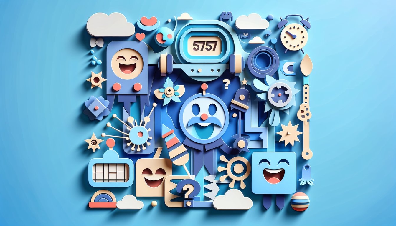 Paper art illustration for Cartoon Network trivia quiz on a sky blue background