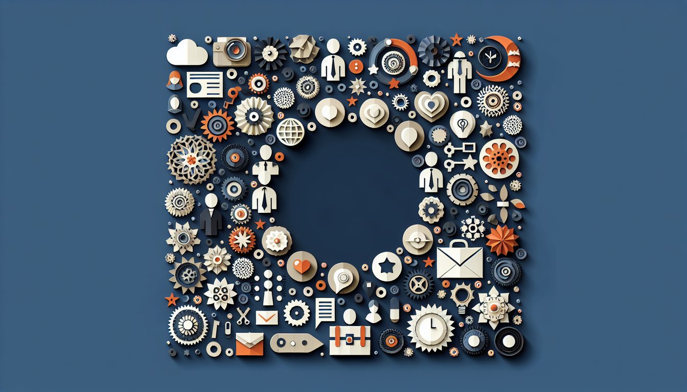 Colorful paper art displaying elements related to Employee Get-To-Know Quiz.
