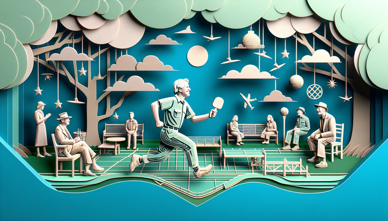 Paper art illustration of Forrest Gump trivia quiz on teal background with film icons question marks and ticket shapes