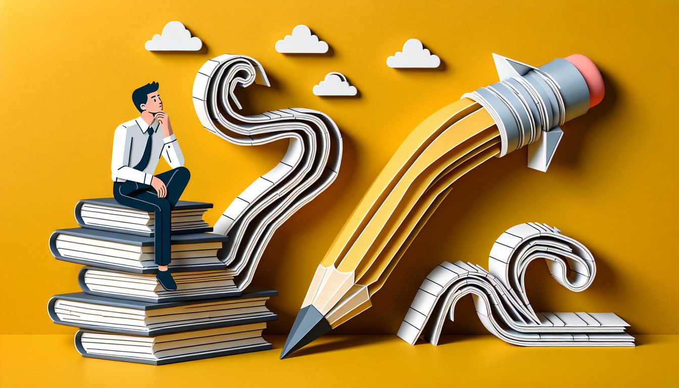 Paper art illustration showing quiz materials free irregular verbs challenge pages pencil trophy on golden yellow background