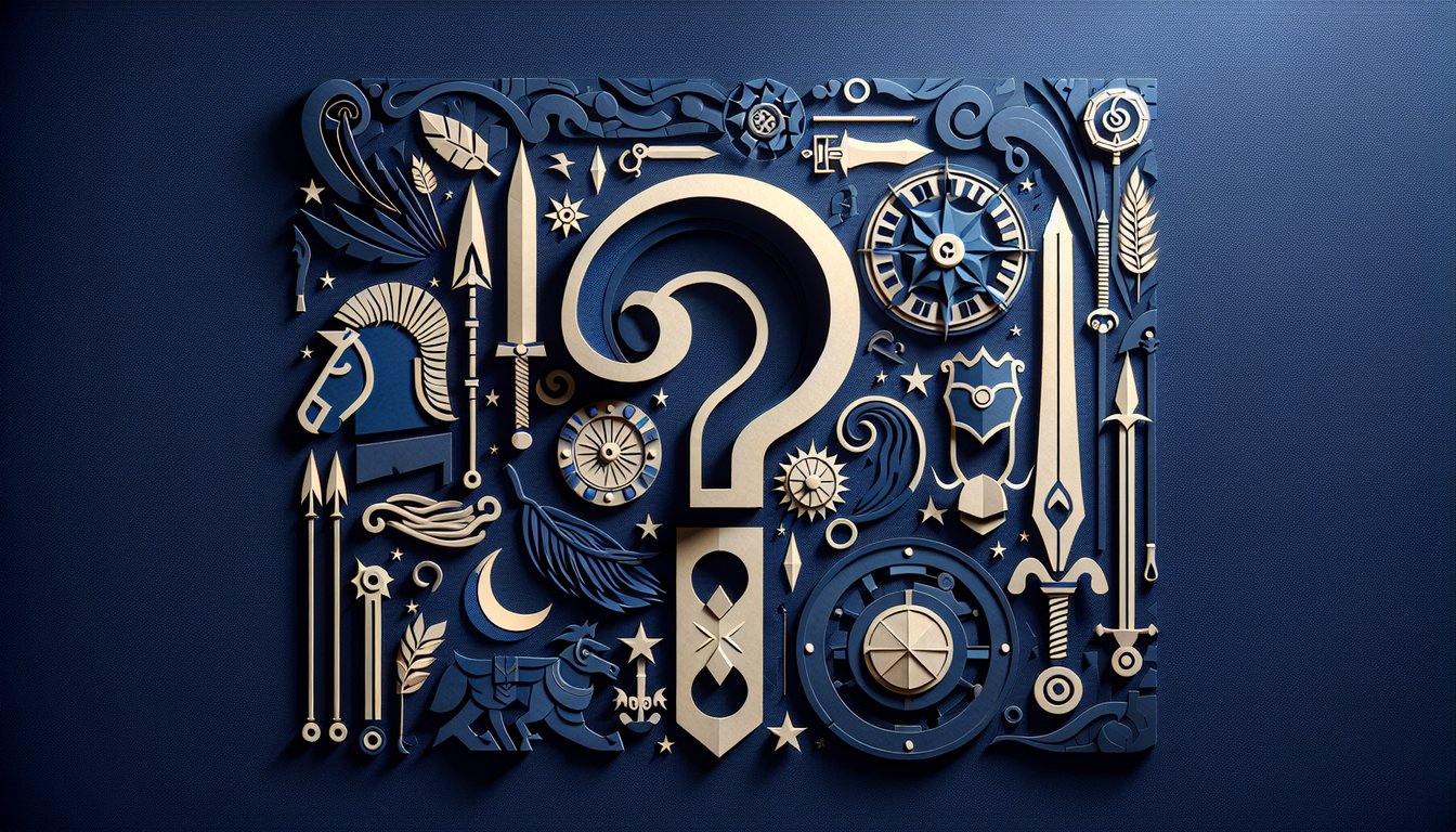 Paper art illustration of freak or innocent warrior quiz Xena Warrior Princess theme on dark blue background.