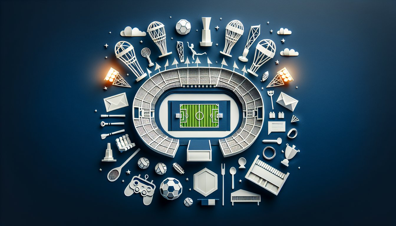 Colorful paper art depicting a stadium for a Stadium Knowledge Quiz.