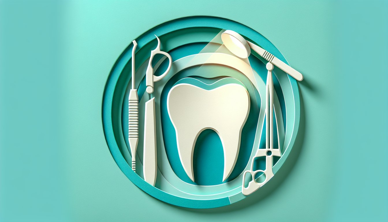 Paper art illustration for wisdom teeth removal quiz on teal background