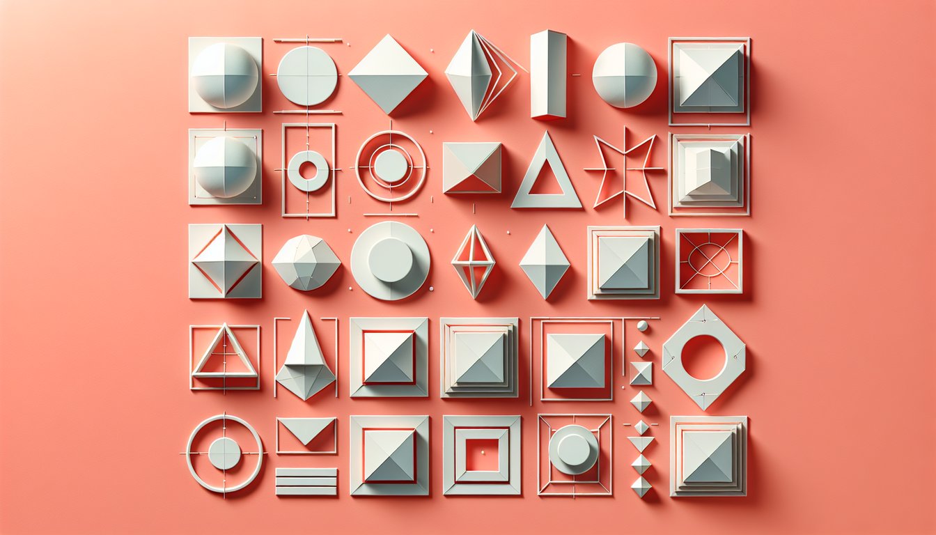 Paper art illustration for geometry quiz on perimeters and areas of similar figures on coral background