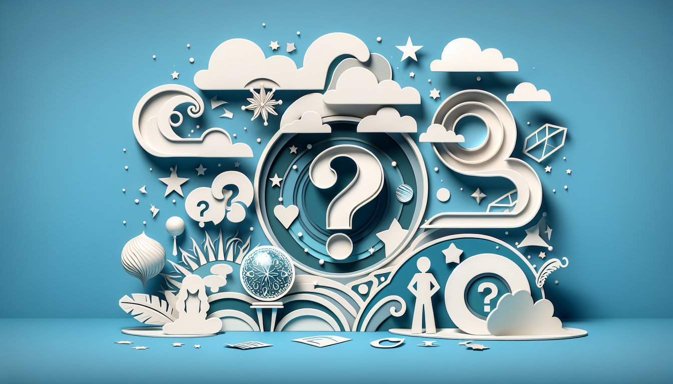 Paper art illustration for Regular Show character personality quiz on sky blue background