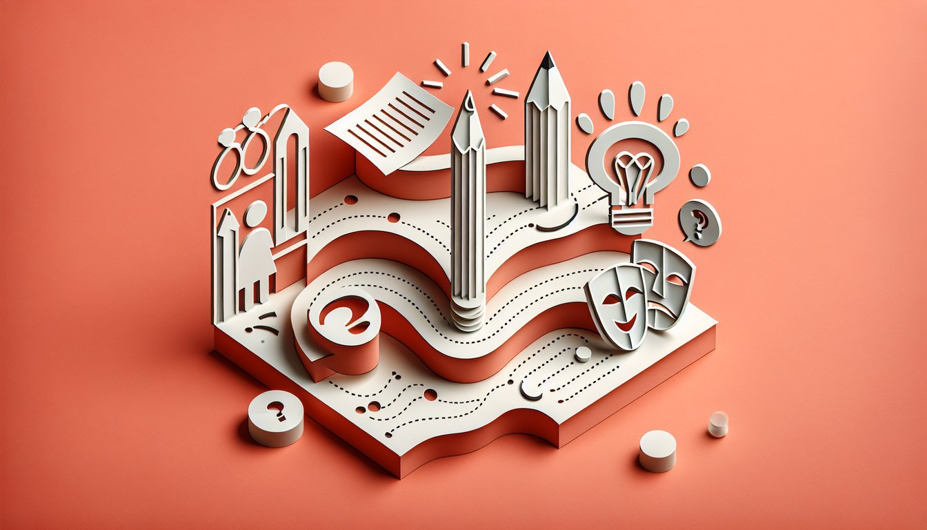 Paper art illustration for a personality matching name quiz on a coral background