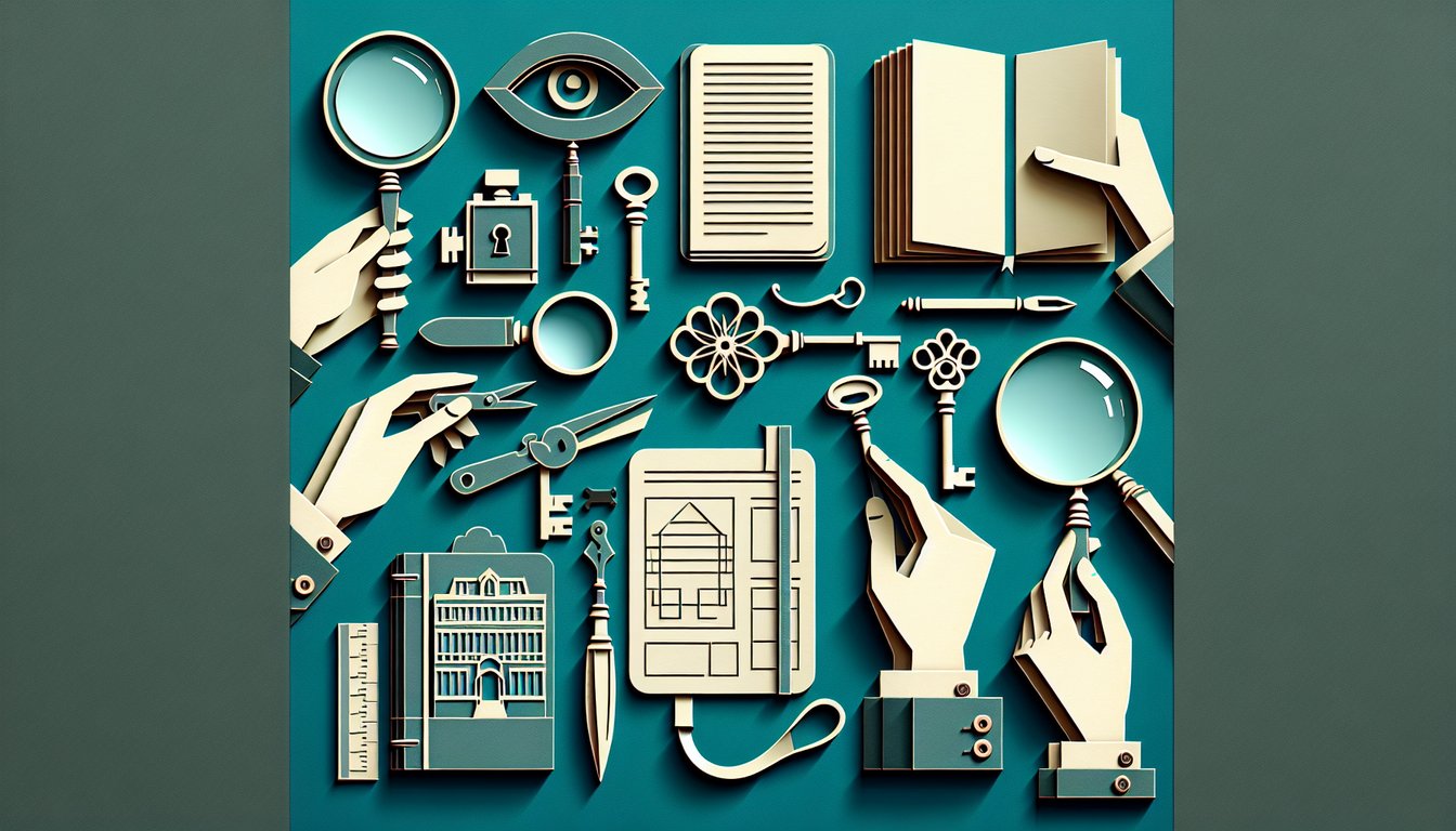 Paper art illustration for personality quiz related to Only Murders in the Building characters on teal background