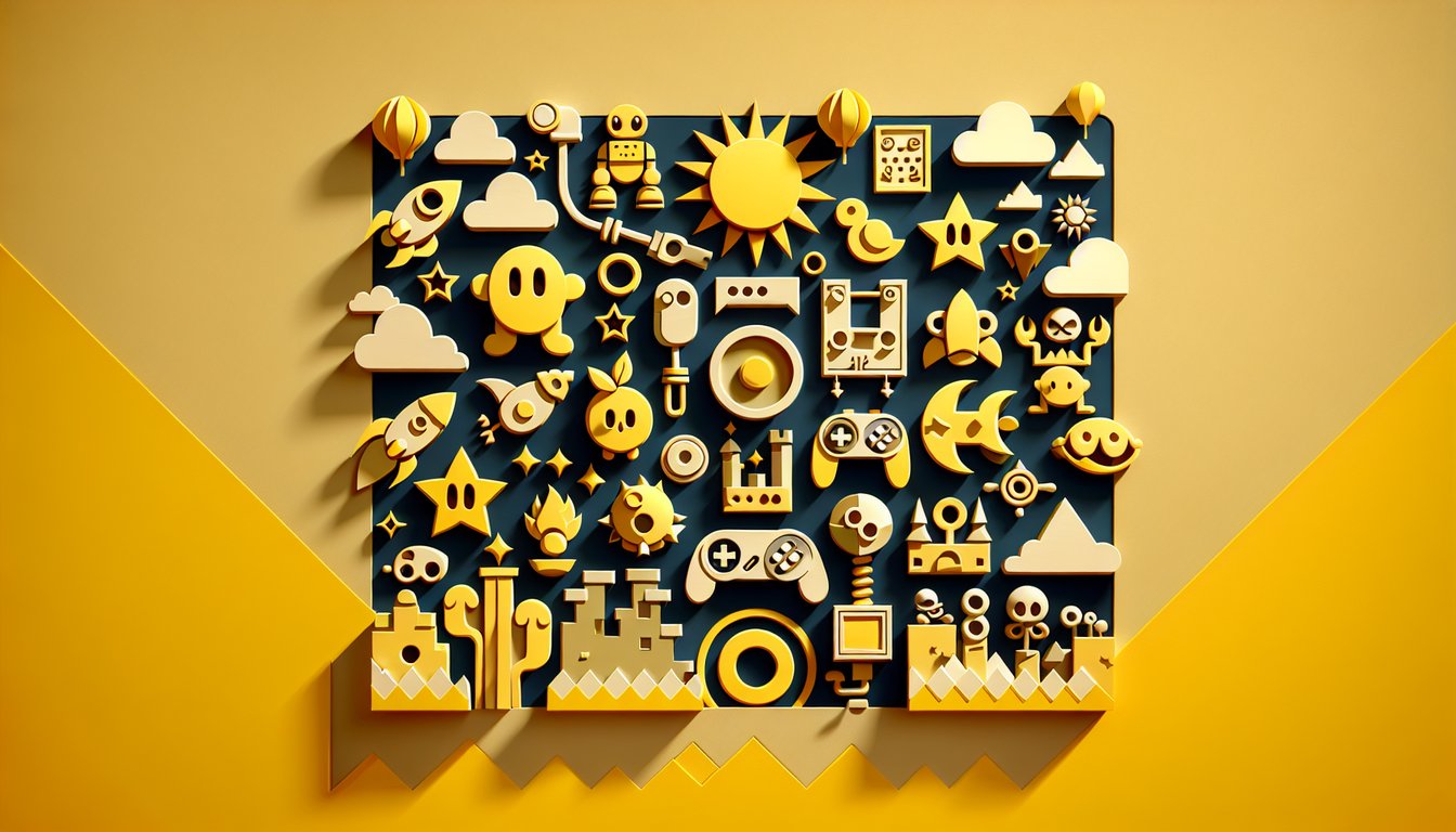 Paper art quiz illustration featuring Koopa Kid from Super Mario on a golden yellow background