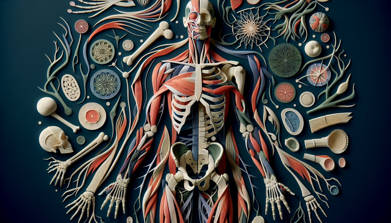 3D voxel art showcasing Musculoskeletal and Integumentary System course content