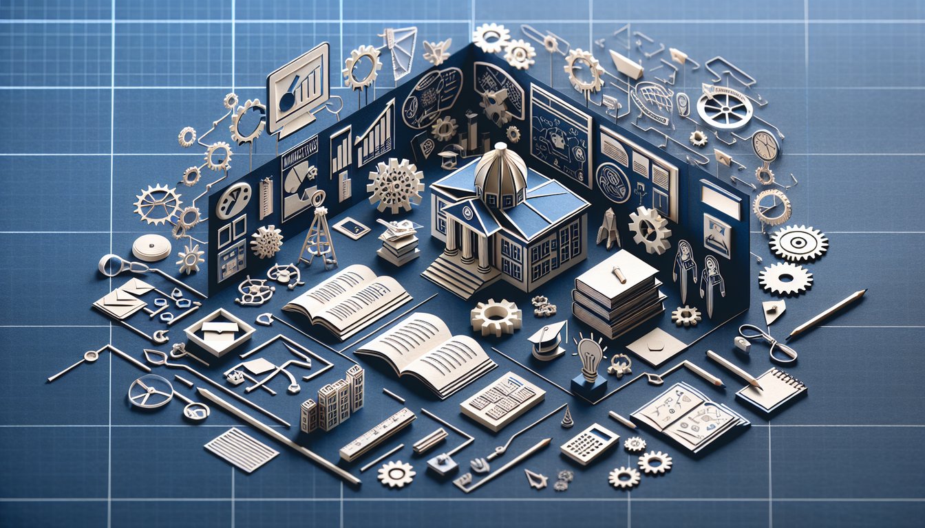 Paper art promoting Deca Practice Pro, an interactive quiz for high school business students.
