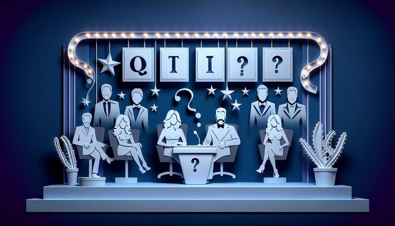 Colorful paper art promoting Celebrity Spouse Trivia Quiz.