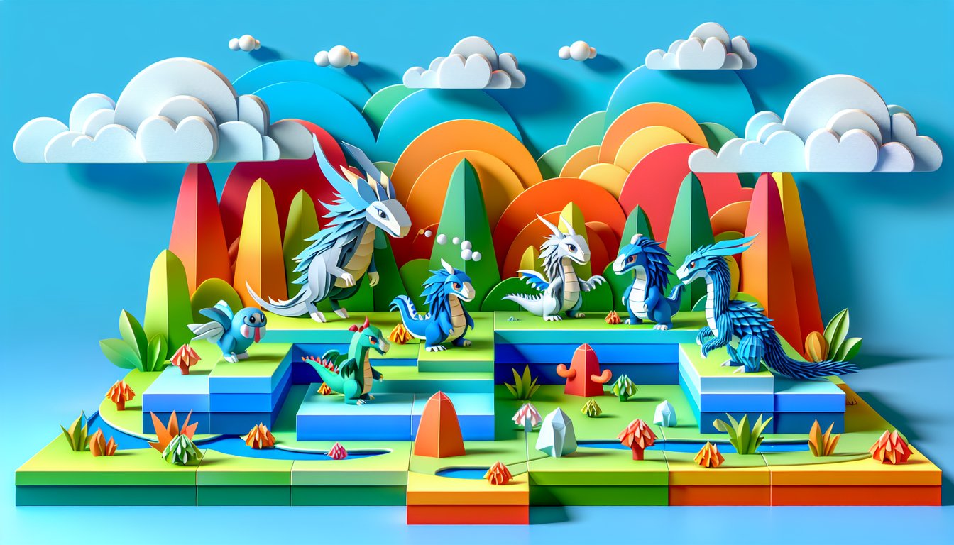 Paper art illustration for a challenging Pokemon trivia quiz
