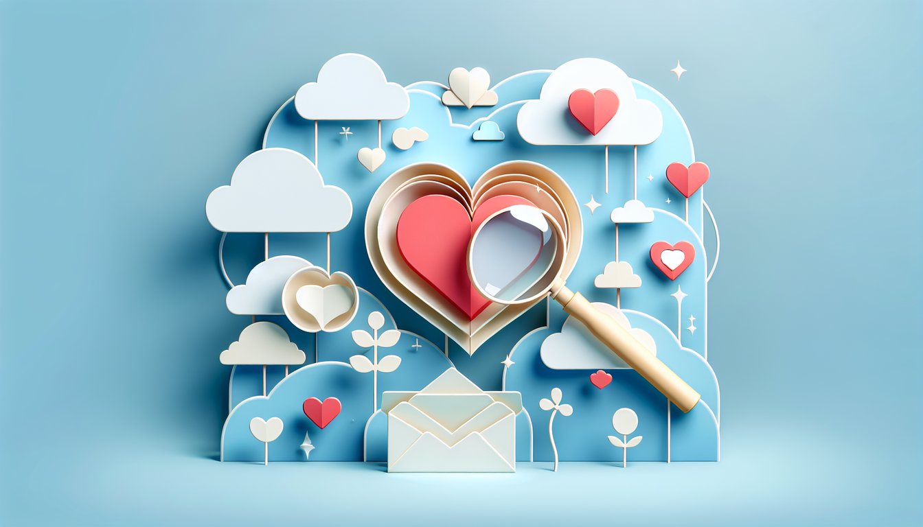 Paper art illustration for quiz about decoding her feelings on a sky blue background