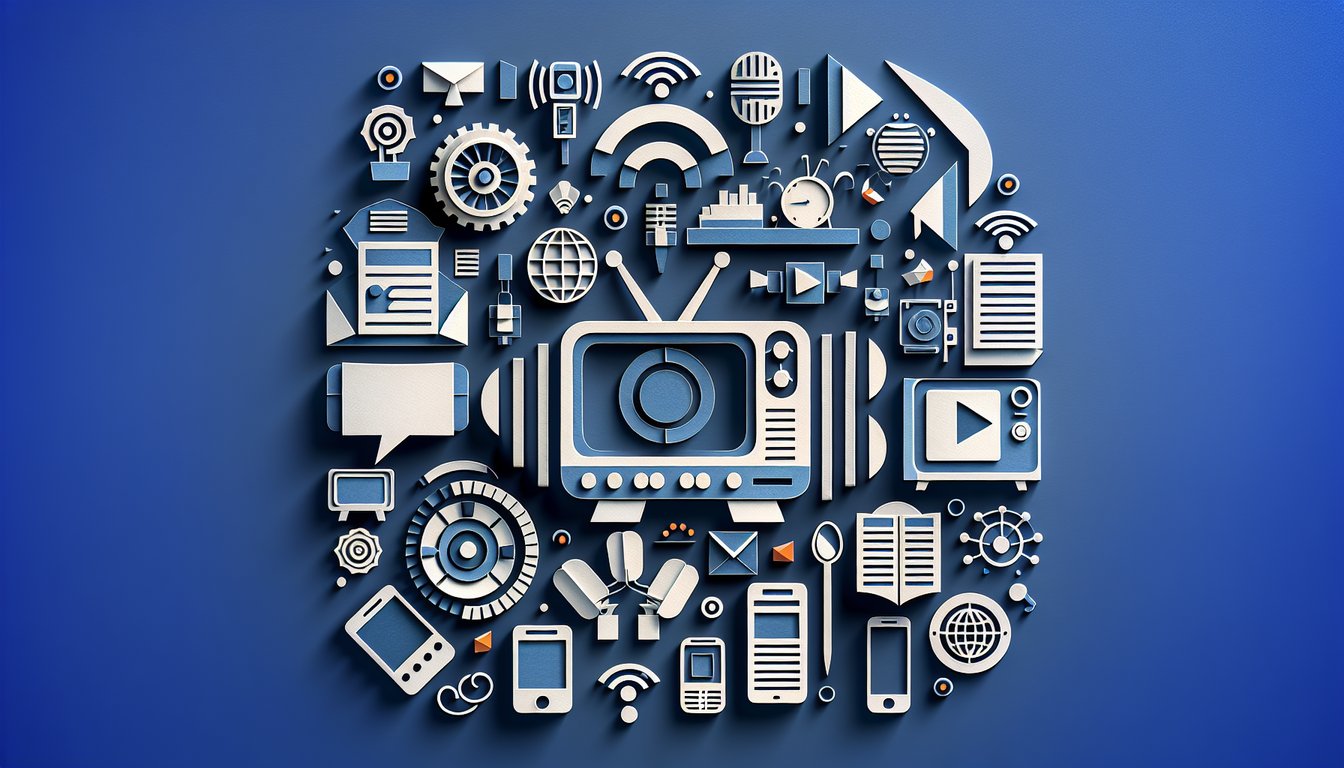 Colorful paper art depicting elements related to a Media Consumption Knowledge Quiz