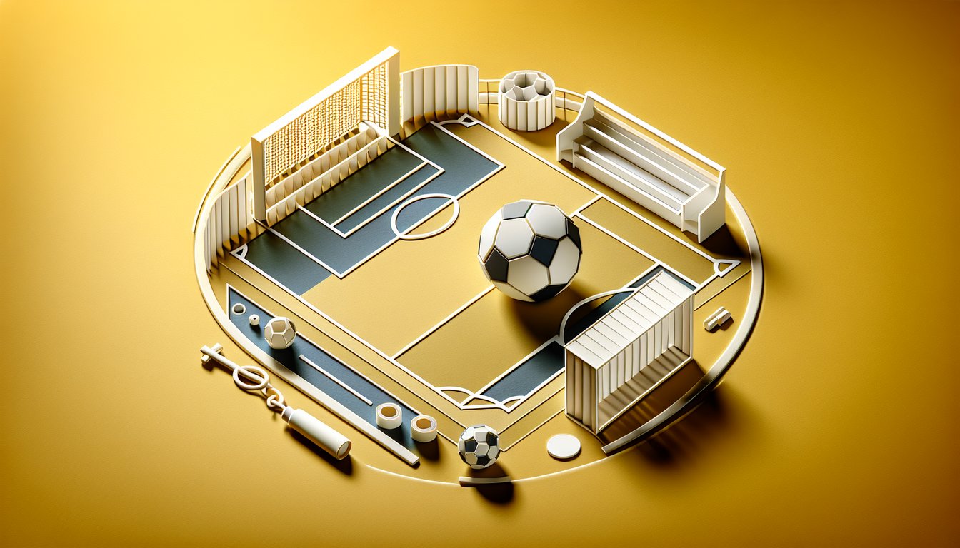 Paper art illustration of Chelsea quiz theme featuring football trophy ball and star icons on golden yellow background