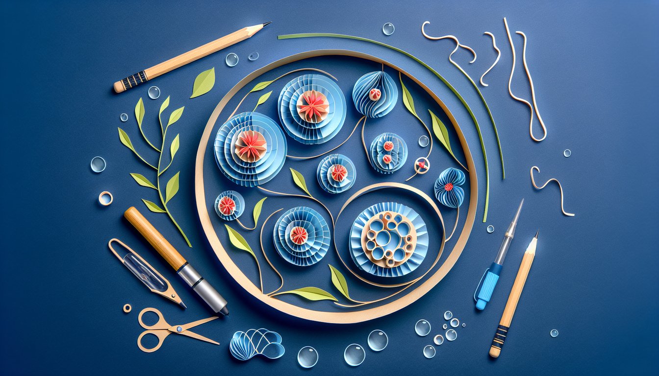 Colorful paper art promoting a Pogil Meiosis Mastery trivia quiz for high school biology students.