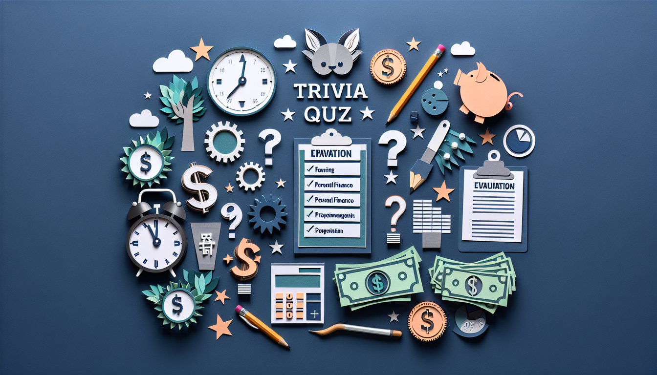 Paper art representing trivia quiz on money mastery for high school students.