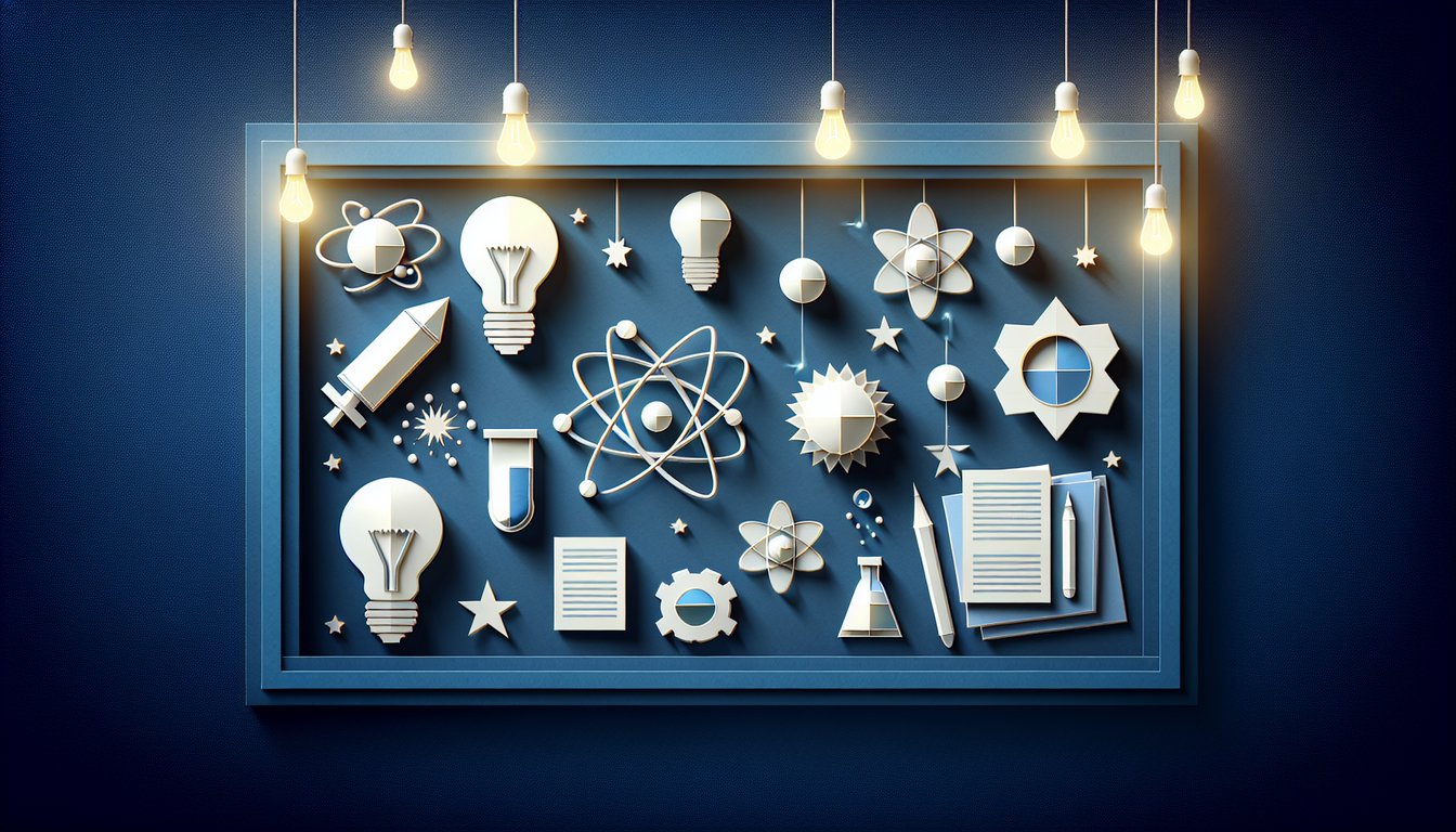 Colorful paper art promoting a Matter and Energy Mastery quiz for high school science students.