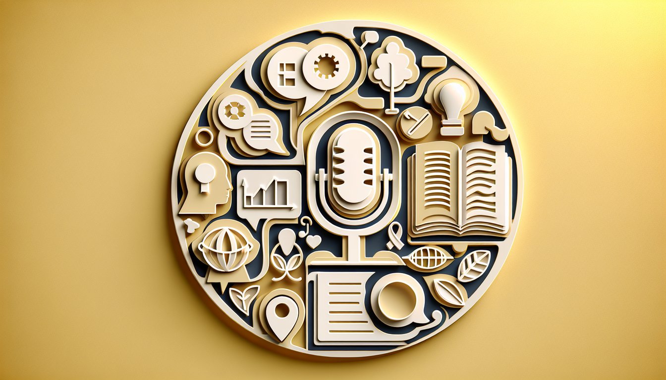 Paper cut illustration of speech therapy quiz with question marks fun facts scoring icons on golden yellow background