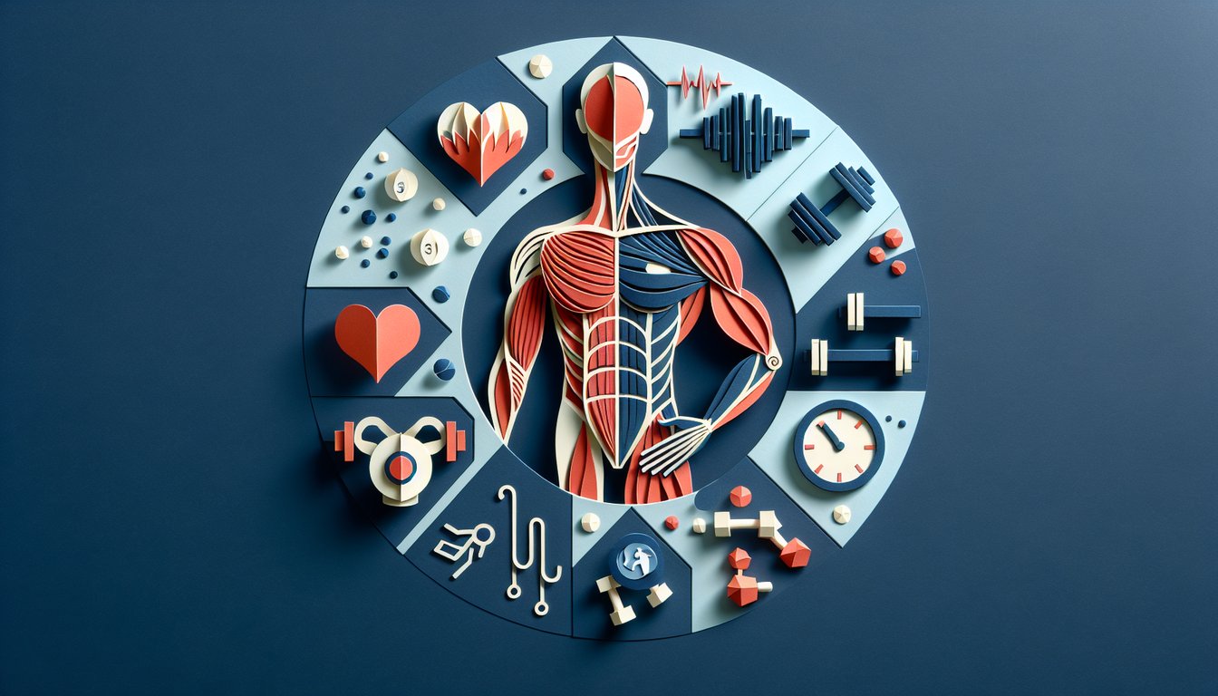 Colorful paper art depicting a quiz on muscle anatomy and exercise knowledge.