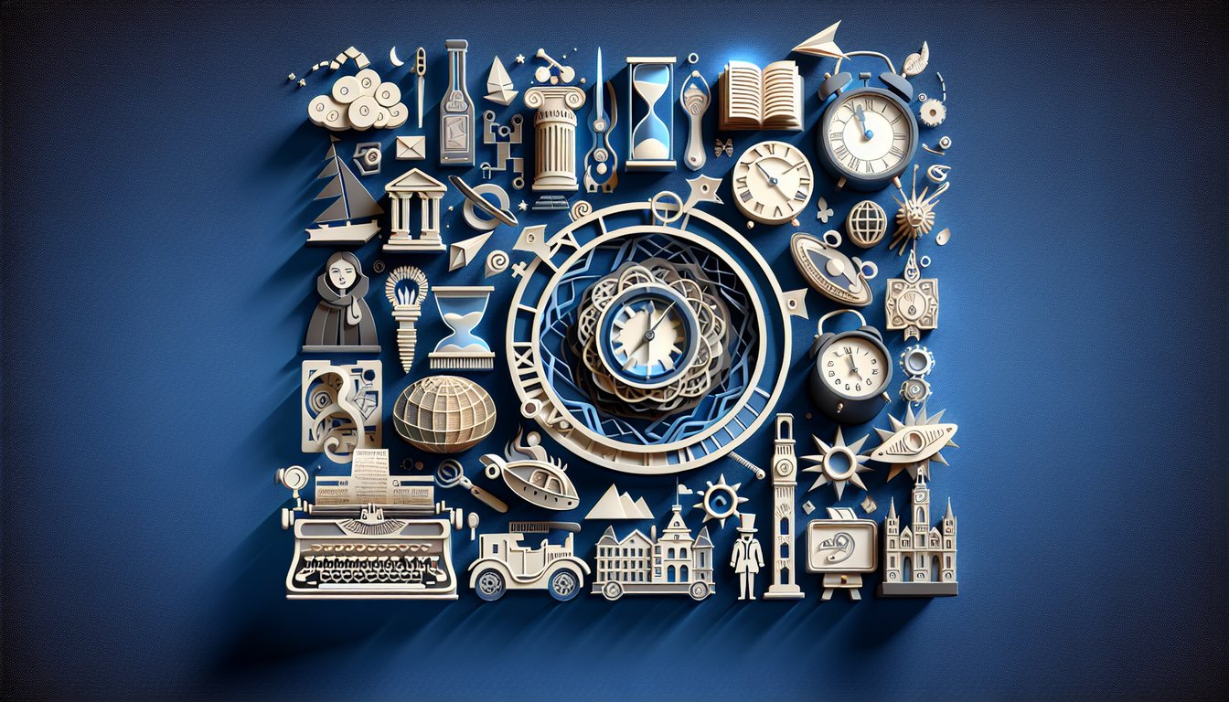 Paper art illustration for Outlander time period quiz on a dark blue background