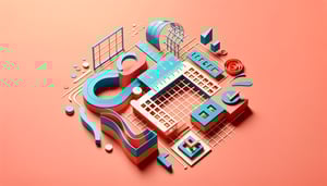 Paper-art ruler and grid with checkmarks on a coral background