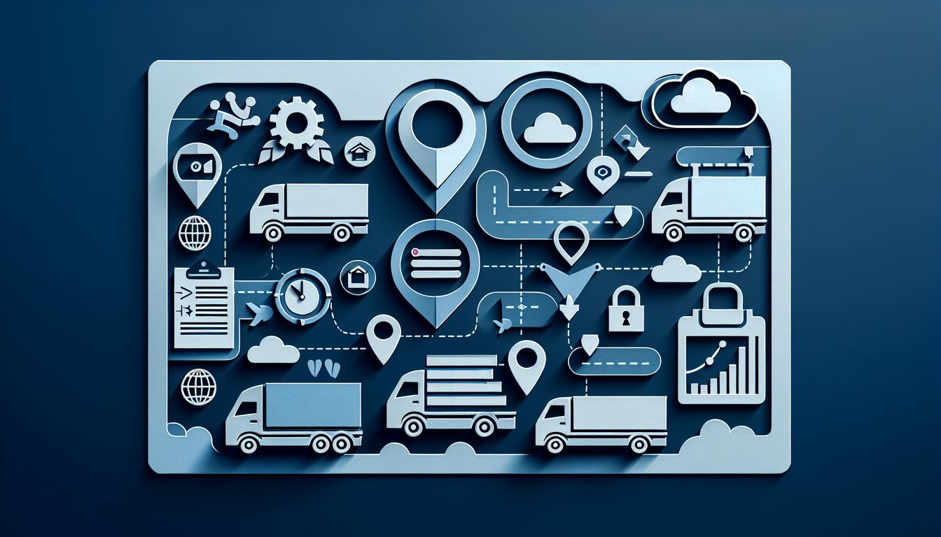 Paper art illustration for a PeopleNet Fleet Manager skills quiz on a dark blue background