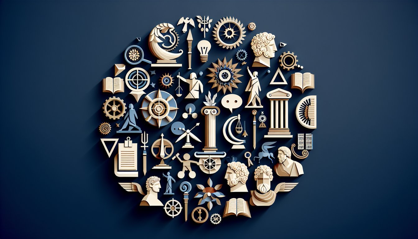 3D voxel art representation of Classical Political Theory course material