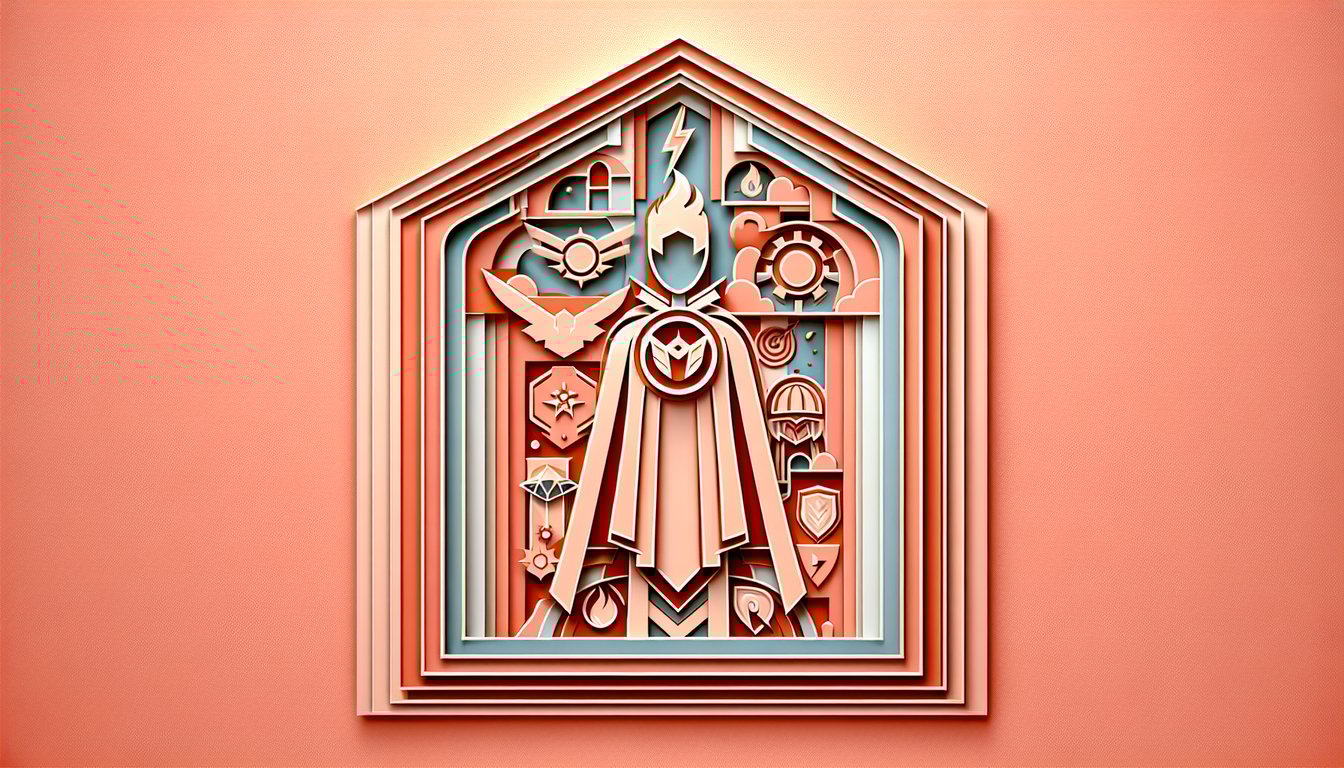 Paper art quiz illustration on coral background to find out your Invincible character alter ego.