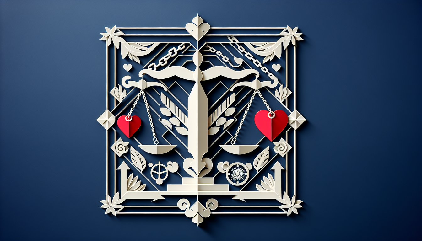 Paper art hearts and magnifying glass on dark blue background representing love versus obsession quiz