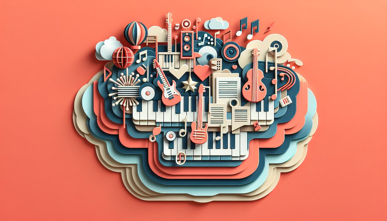 Paper art illustration Eminem microphone lyrics trivia quiz career milestones on coral background